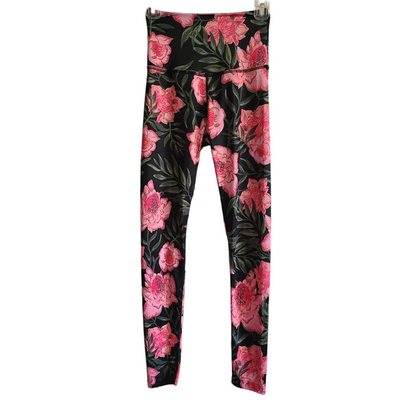Beyond Yoga Pants - BEYOND YOGA Lux Floral High-Rise Full-Length Leggings Black‎ Pink Women's Small